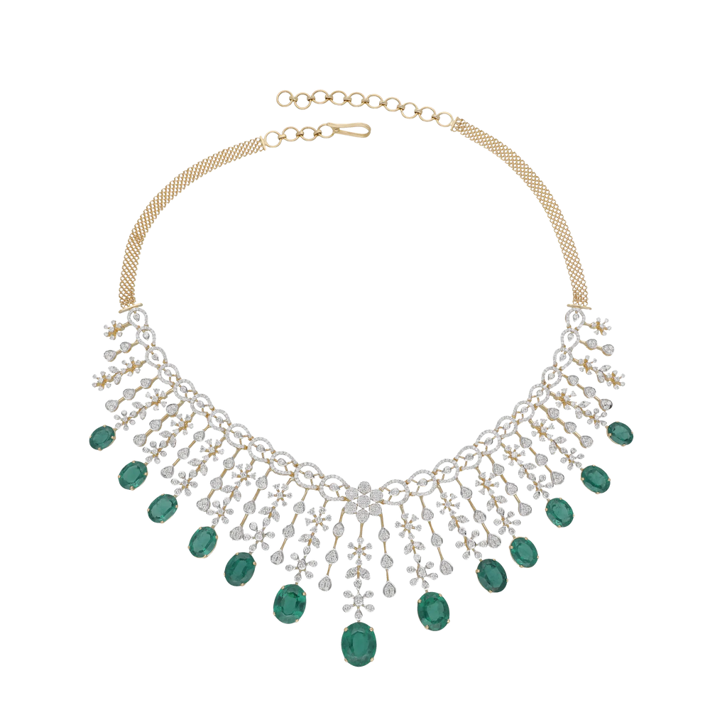Lattice Emerald and Diamond Necklace