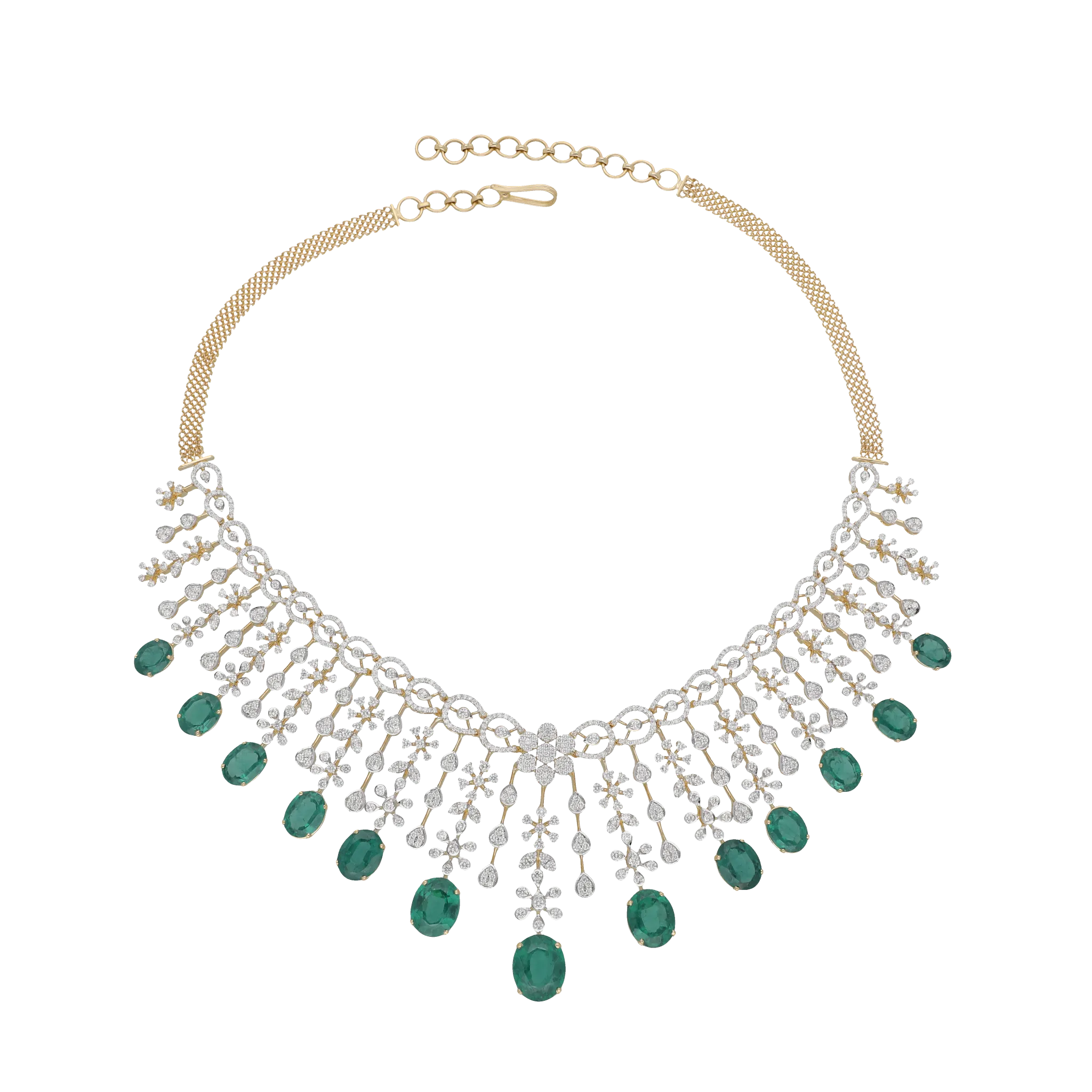Lattice Emerald and Diamond Necklace