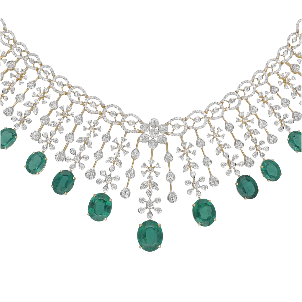 Lattice Emerald and Diamond Necklace