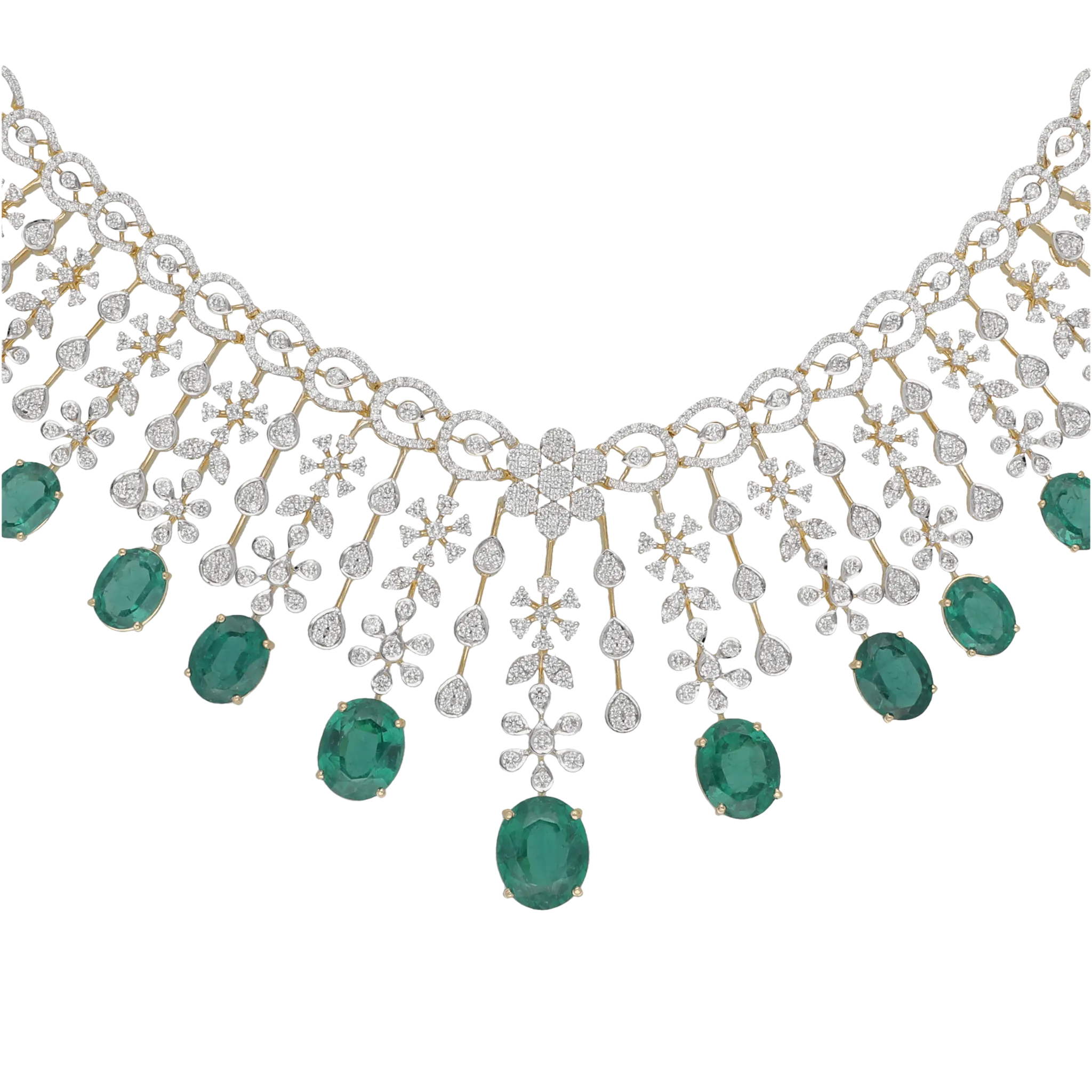 Lattice Emerald and Diamond Necklace