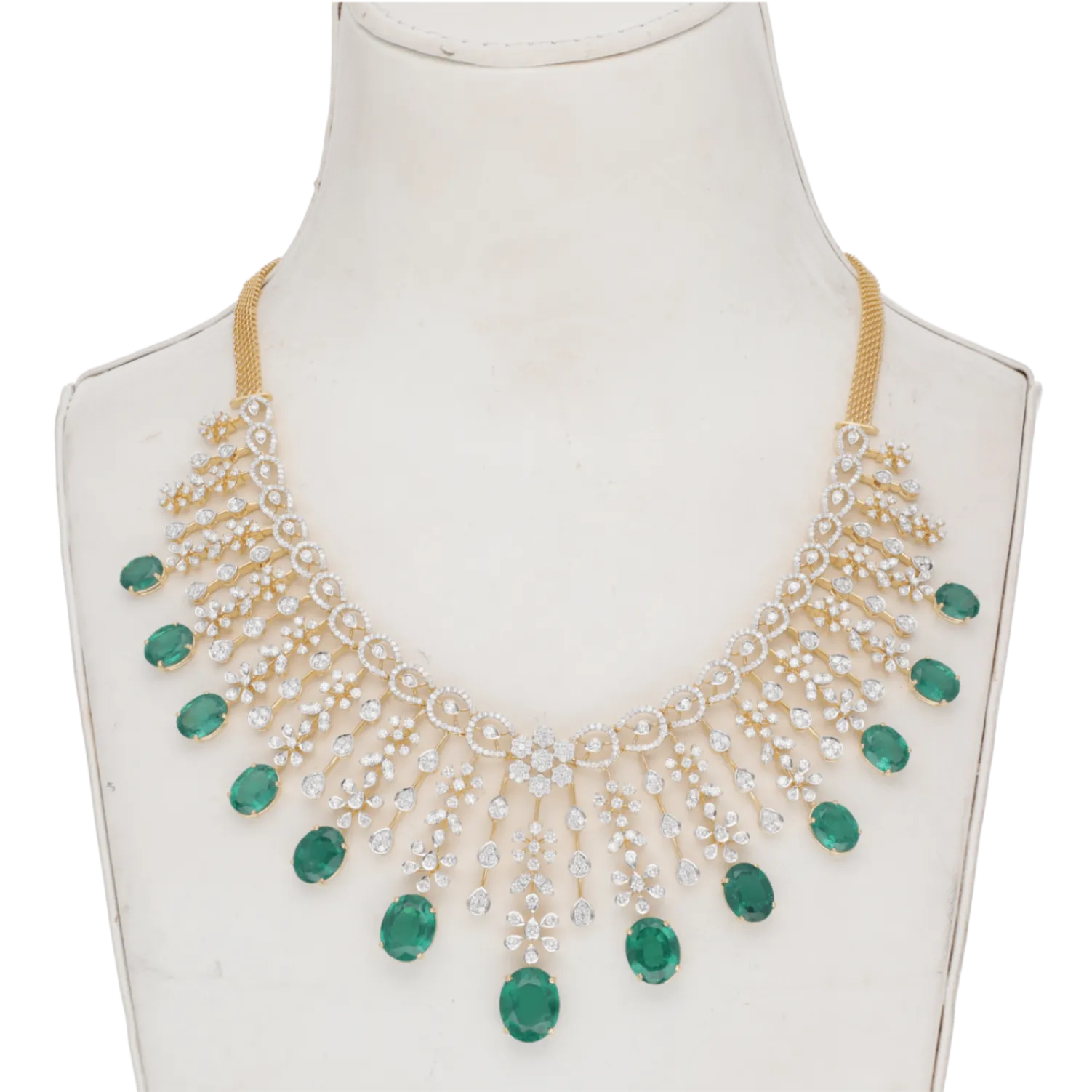 Lattice Emerald and Diamond Necklace